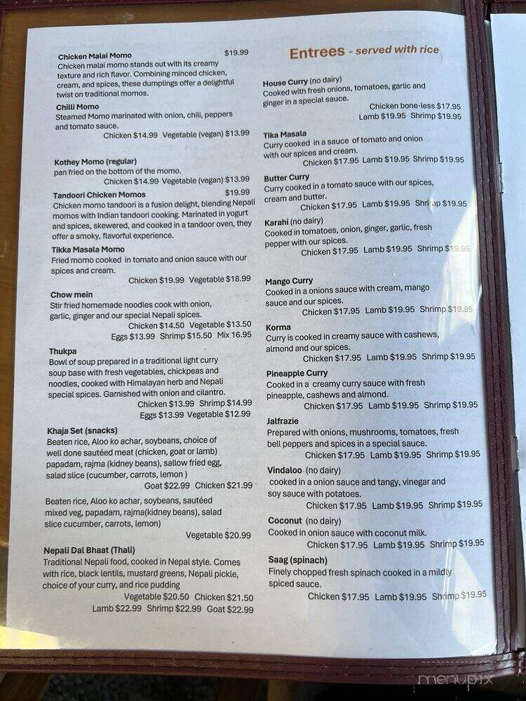Indian-Nepali Kitchen - Seattle, WA menu_pic