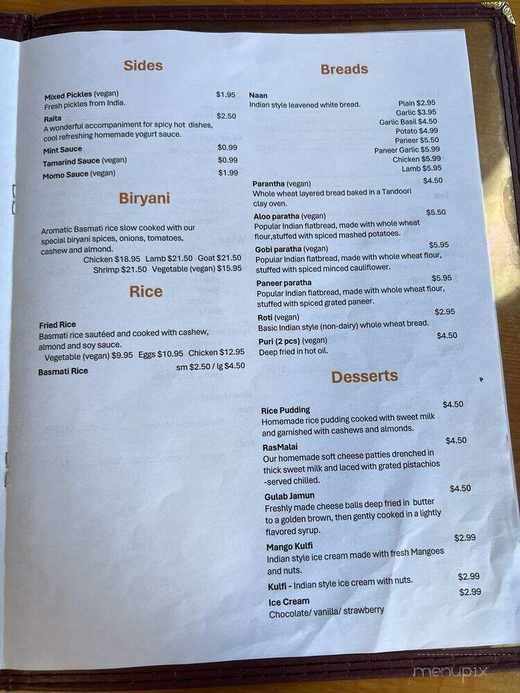 Indian-Nepali Kitchen - Seattle, WA menu_pic