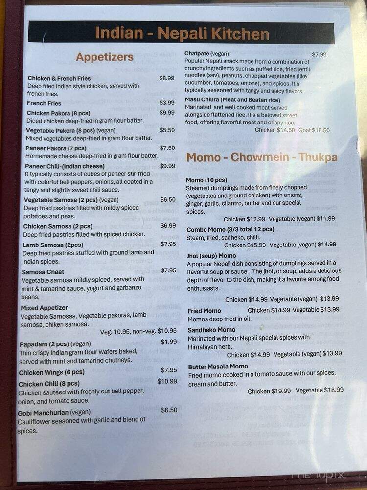 Indian-Nepali Kitchen - Seattle, WA menu_pic
