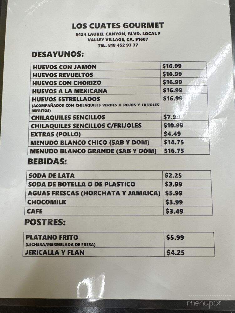 Los Cuates Gourmet - Los Angeles, CA menu_pic