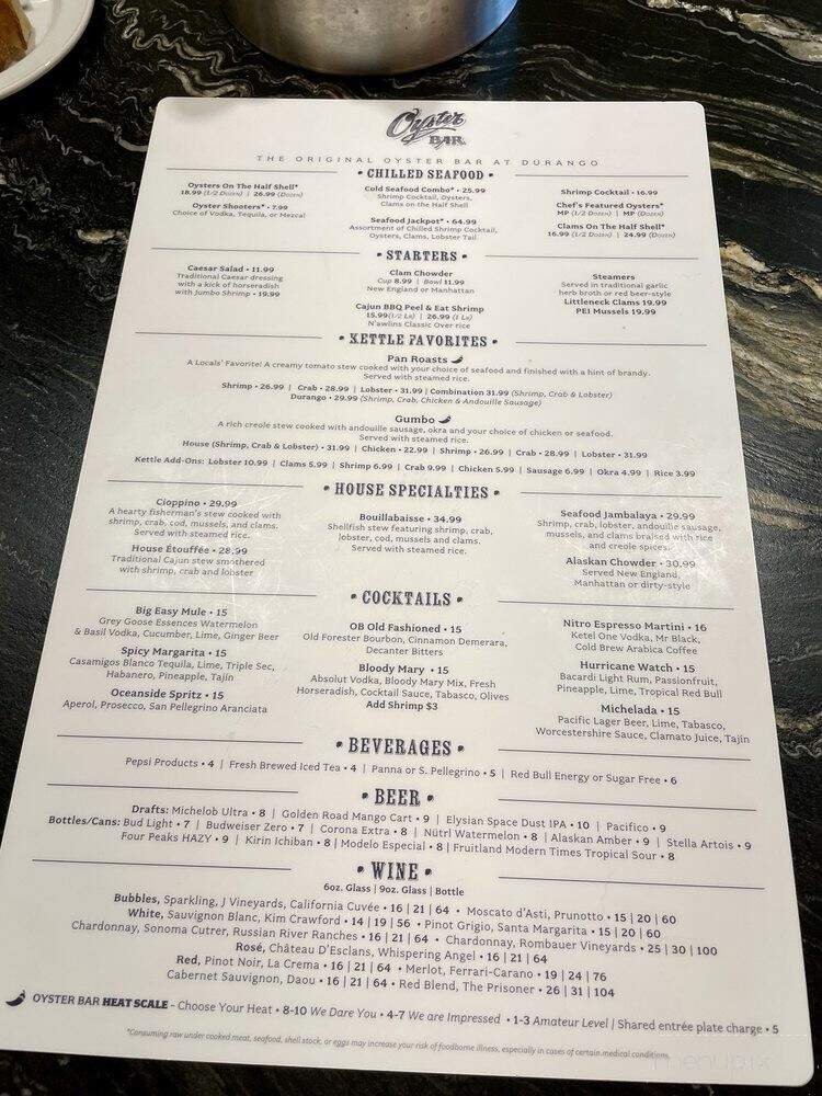 Oyster Bar - Las Vegas, NV menu_pic