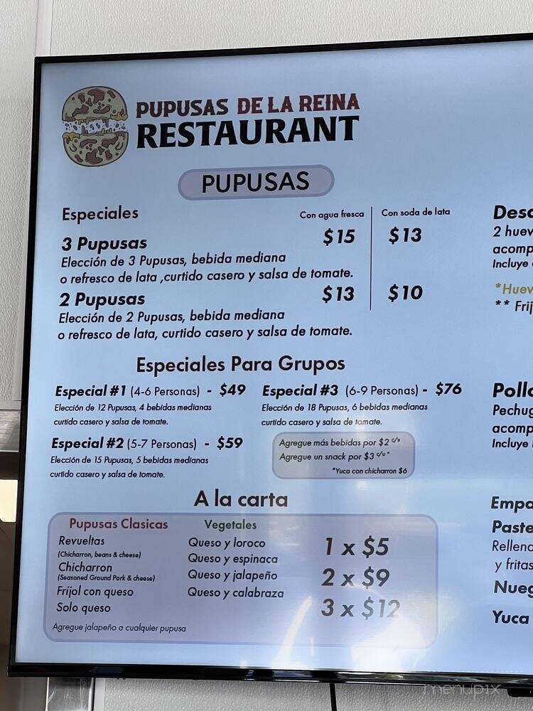 Pupusas De La Reina - West Covina, CA menu_pic