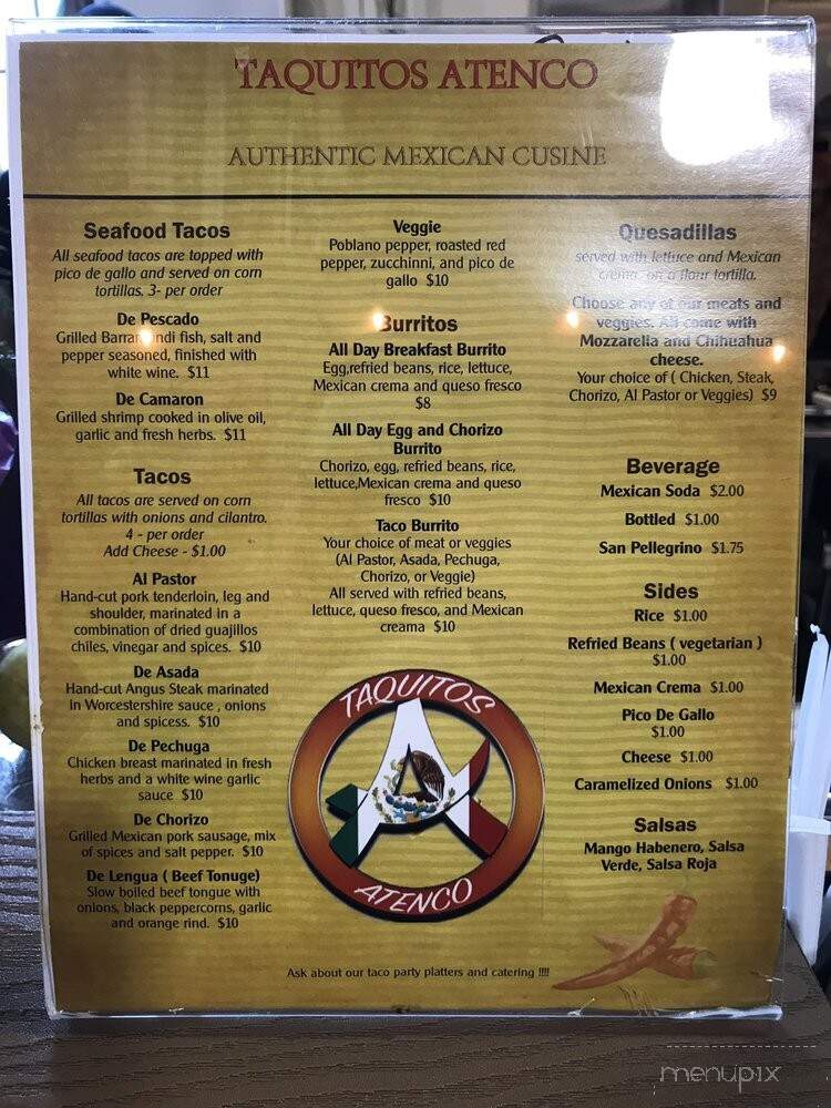 Taquitos Atenco - Harrisburg, PA menu_pic