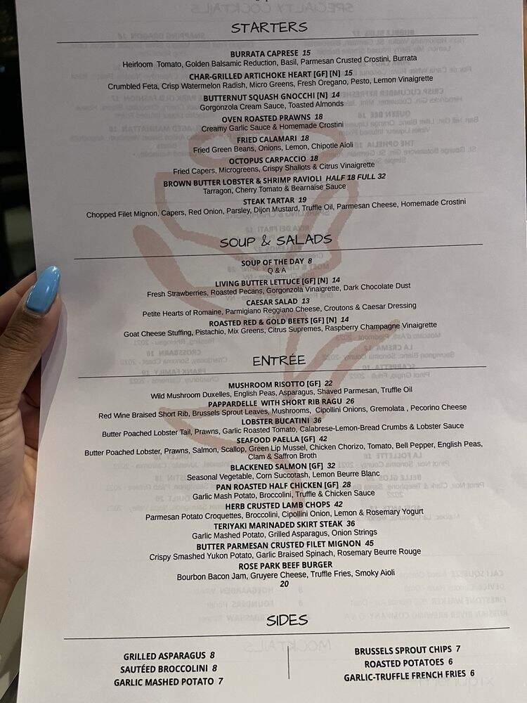 Rose Park Bistro - Roseville, CA menu_pic