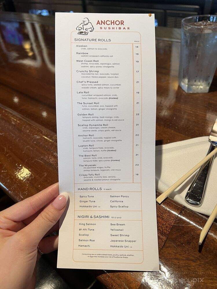 Anchor Sushi Bar - Dallas, TX menu_pic
