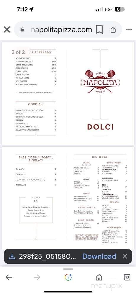 Napolita Pizzeria & Wine Bar - Northbrook, IL menu_pic