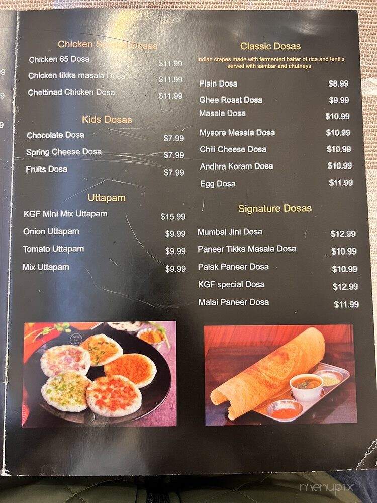 K G F Indian Restaurant - Kirkland, WA menu_pic