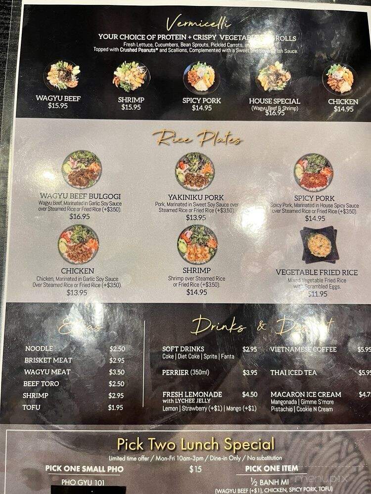 Pho Gyu Vietnamese Noodle House - Los Angeles, CA menu_pic