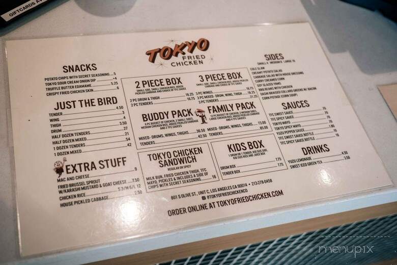 Tokyo Fried Chicken - Los Angeles, CA menu_pic