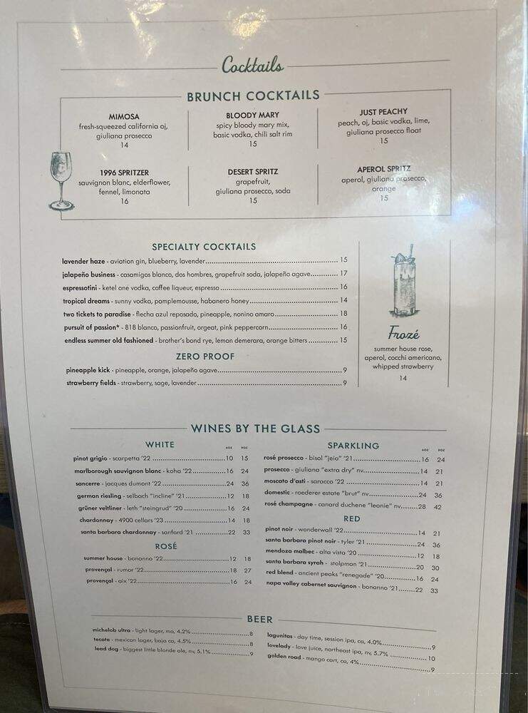 Summer House - Las Vegas, NV menu_pic