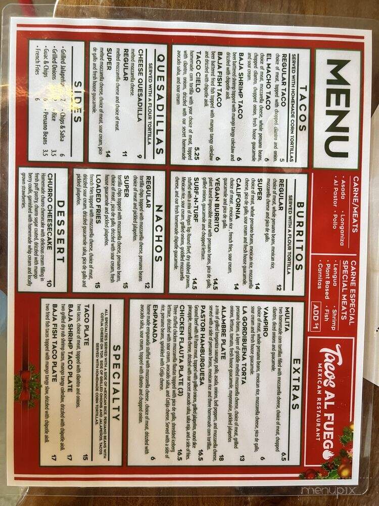 Tacos Al Fuego - Watsonville, CA menu_pic