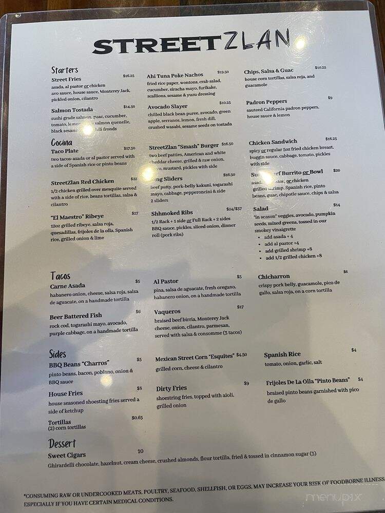 Streetzlan - Elk Grove, CA menu_pic