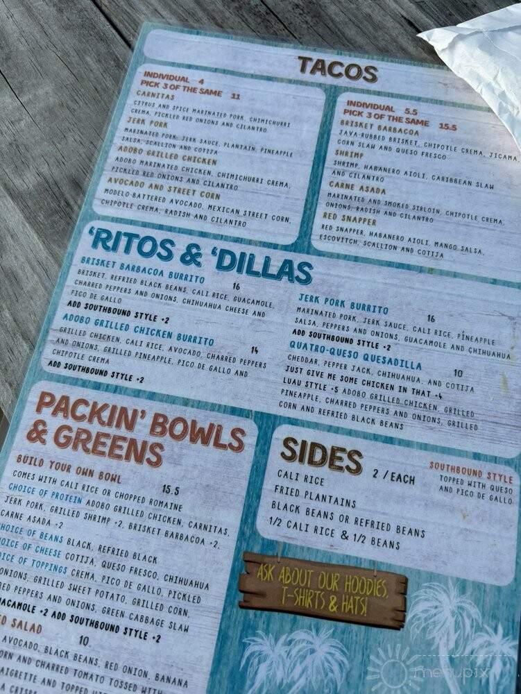 Southbound - Greensboro, NC menu_pic