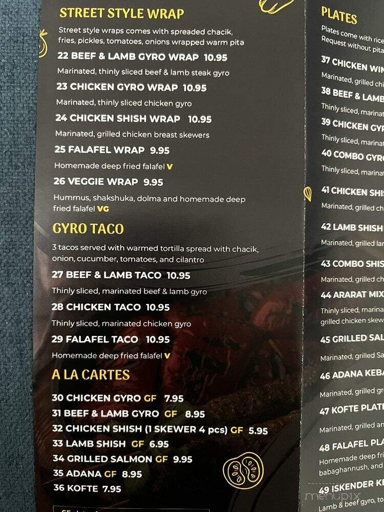 Ararat Kebab & Gyros - San Francisco, CA menu_pic