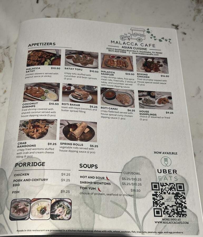 Malacca Cafe - Southlake, TX menu_pic