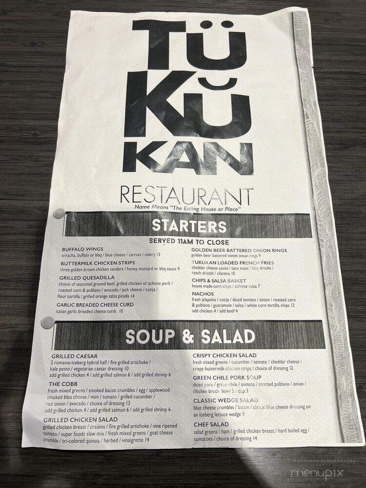 Tukukan Restaurant - Havasu Lake, CA menu_pic