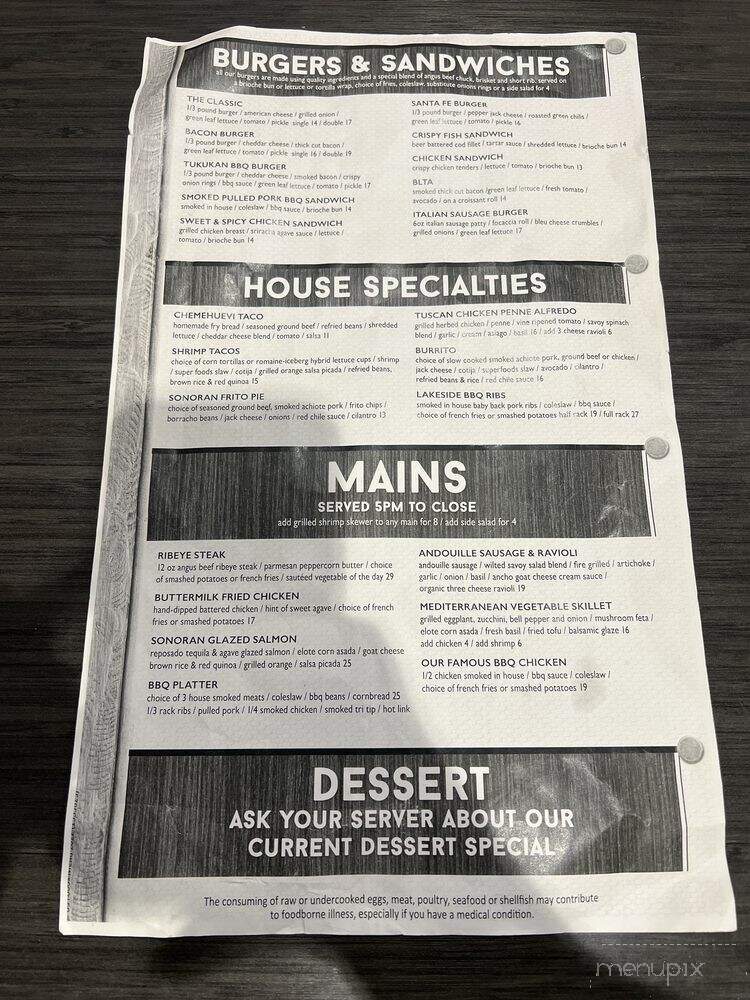 Tukukan Restaurant - Havasu Lake, CA menu_pic