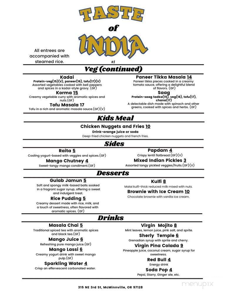 Taste Of India - McMinnville, OR