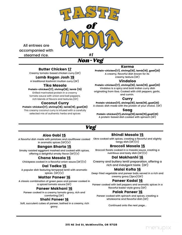 Taste Of India - McMinnville, OR