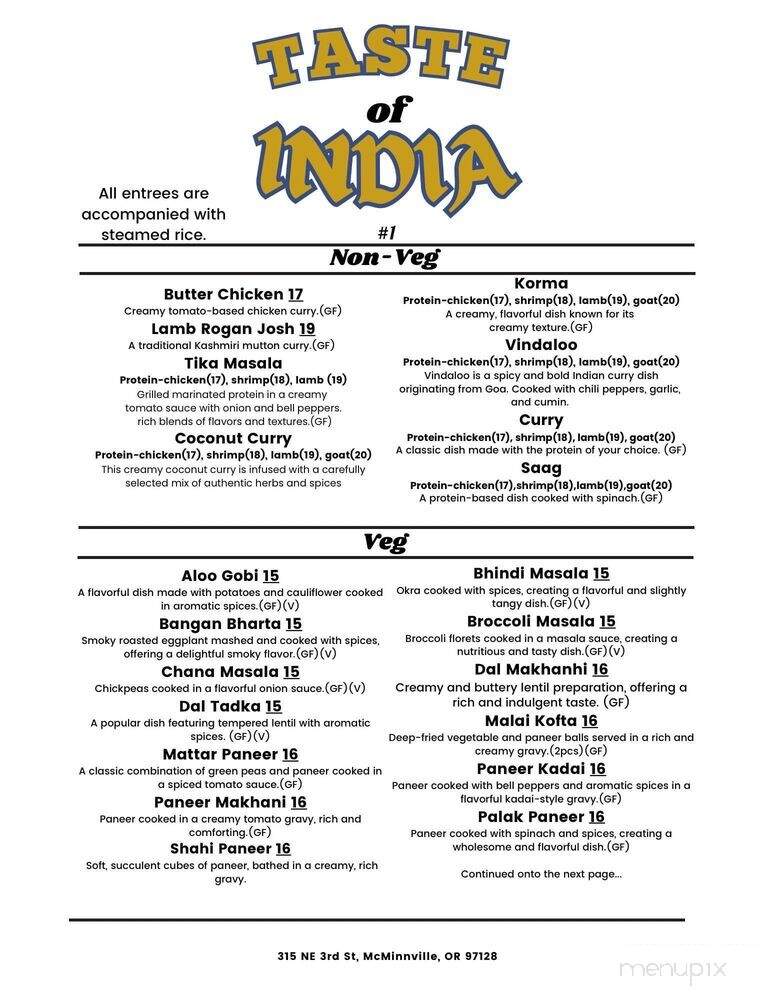Taste Of India - McMinnville, OR