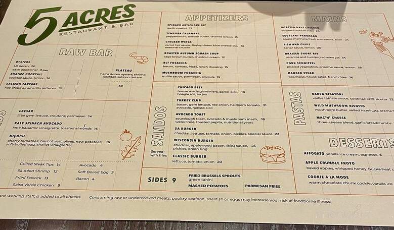 Five Acres - New York, NY menu_pic