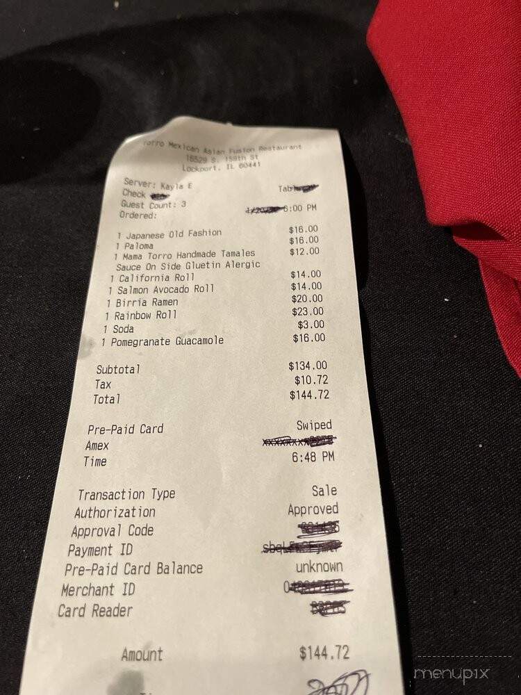 Torro Mexican Cuisine - Lockport, IL menu_pic