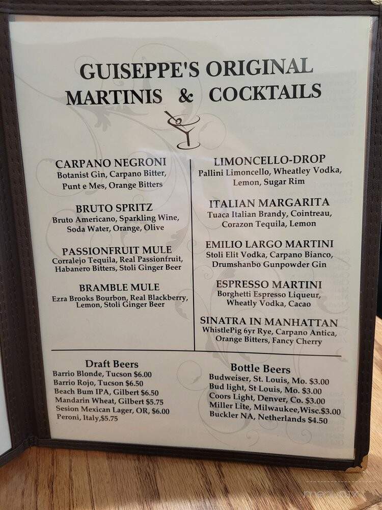 Guiseppe's - Tucson, AZ menu_pic