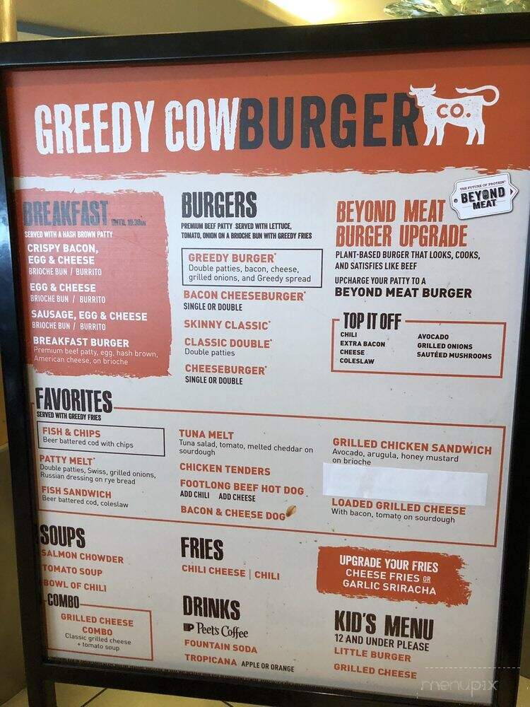 Greedy Cow Burger - Seattle, WA menu_pic