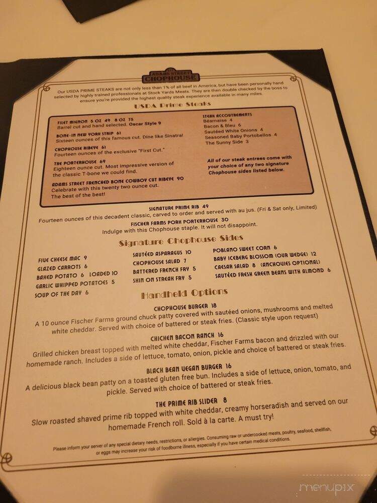 Adams Street Chophouse - Muncie, IN menu_pic