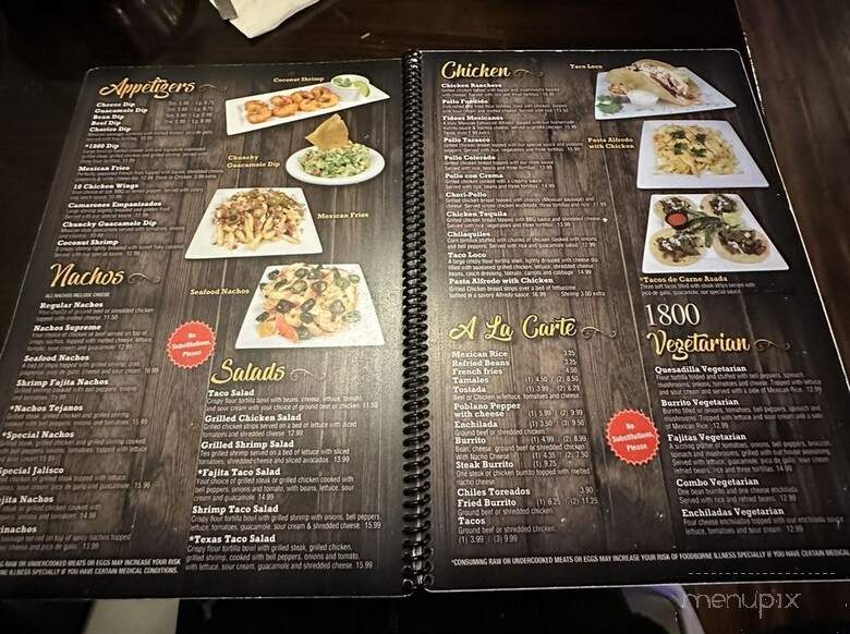 1800 Mexican Restaurant - Brunswick, GA menu_pic