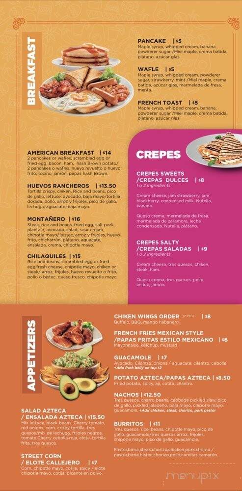 Sabor Azteca - Leominster, MA menu_pic