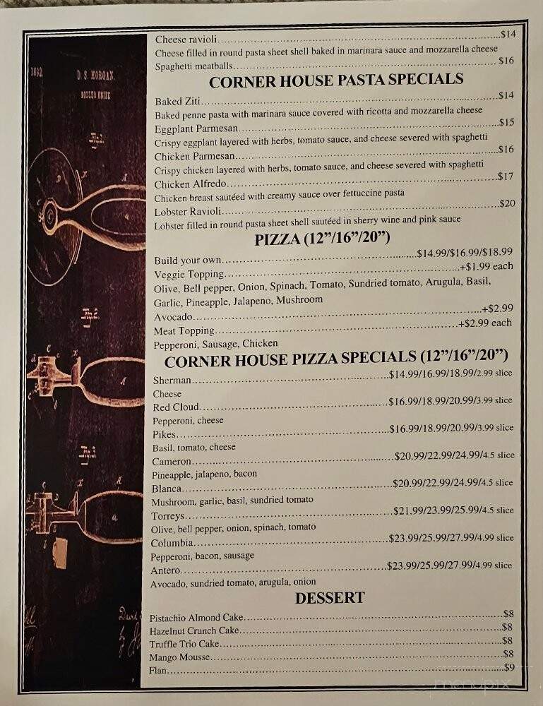 Corner House Pizza Pasta Bar - Denver, CO menu_pic