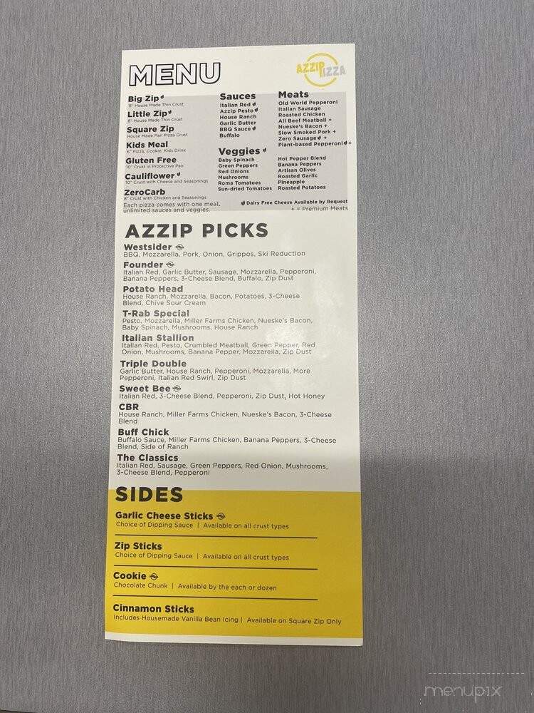 Azzip Pizza - Indianapolis, IN menu_pic