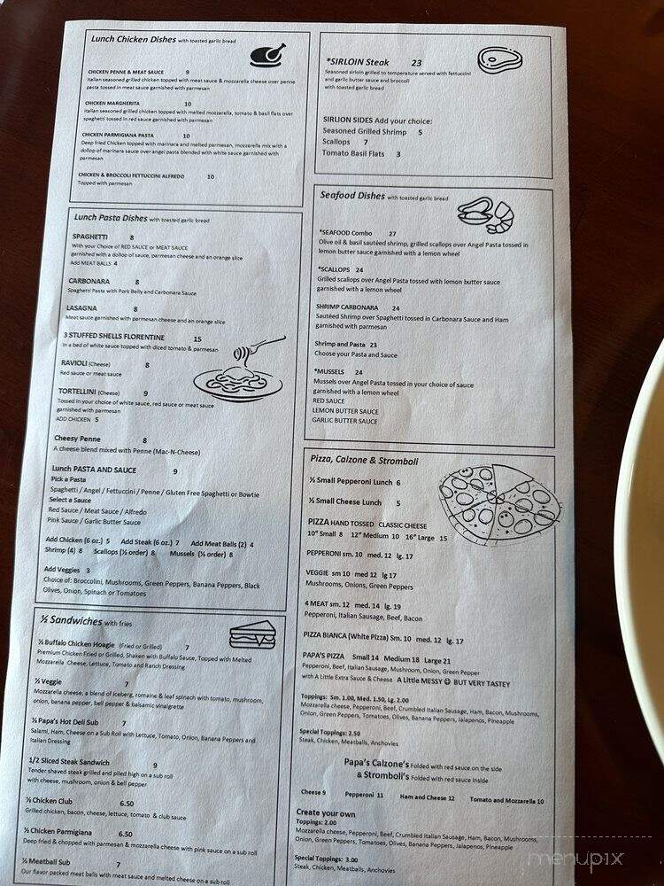 Papa Cibo - Rocky Mount, NC menu_pic