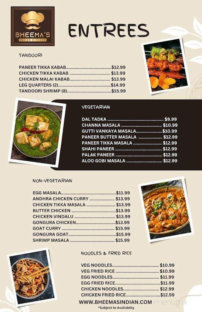 Bheema's Indian Kitchen - Carmel, IN menu_pic