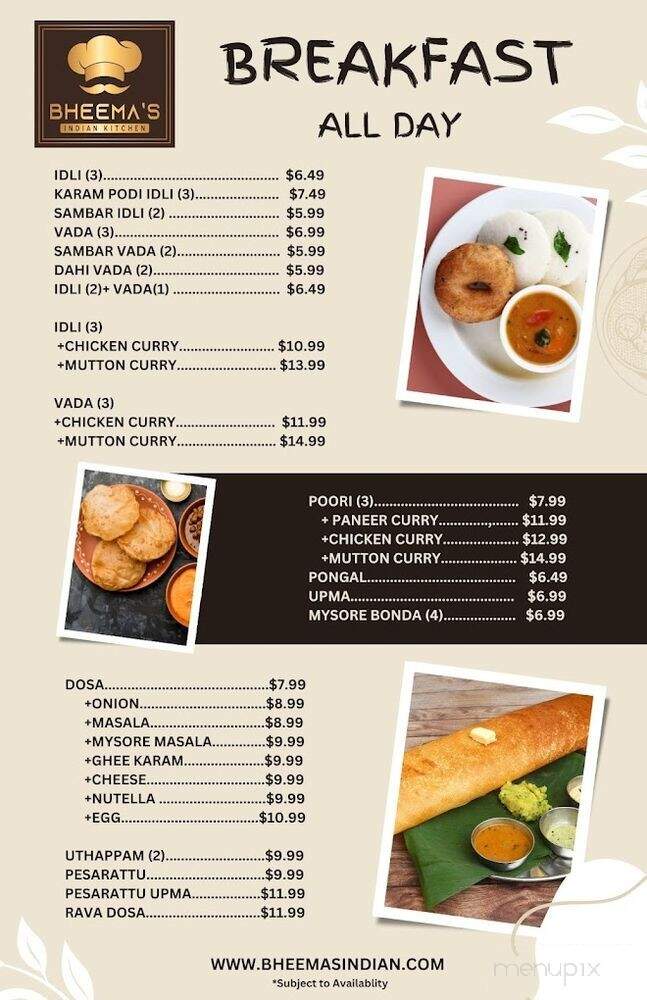 Bheema's Indian Kitchen - Carmel, IN menu_pic
