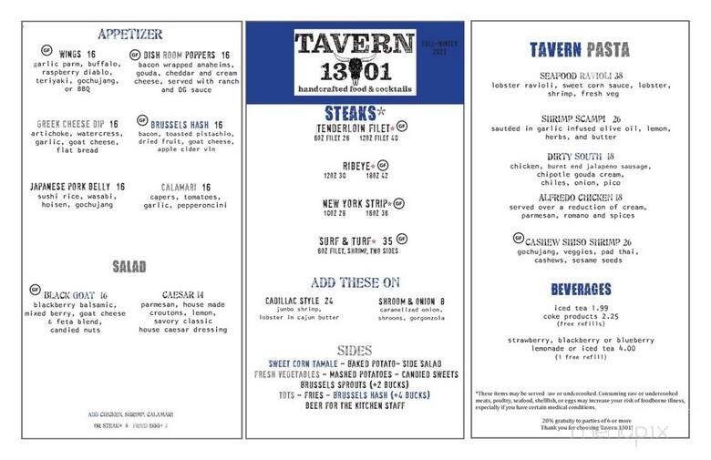 Tavern 1301 - Lamar, CO menu_pic