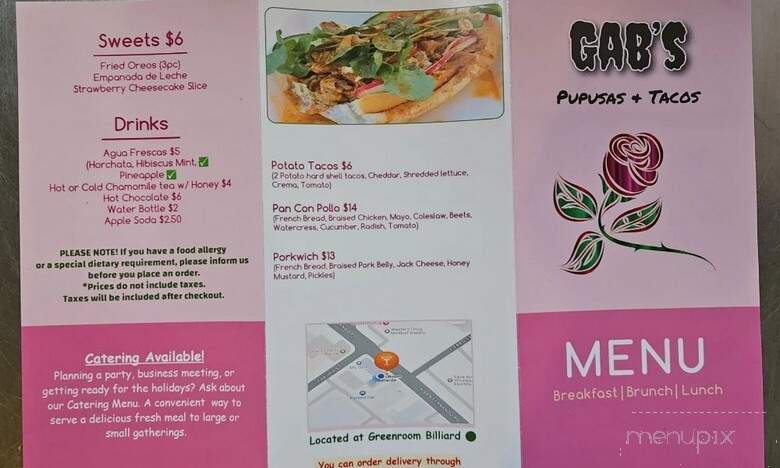 Gab's Pupusas & Tacos - Los Angeles, CA menu_pic