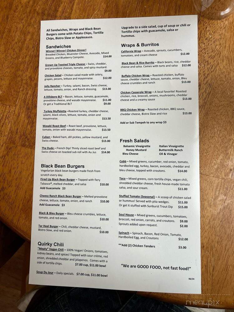 Quirky Birds Treehouse & Bistro - Sylva, NC menu_pic