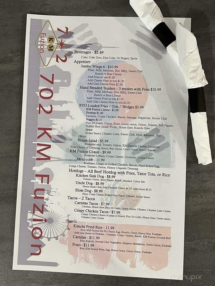 702 KM Fuzion - Las Vegas, NV menu_pic