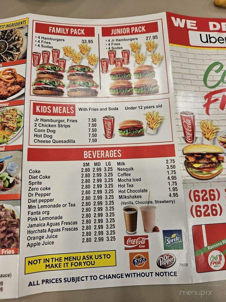 Cali Fresh Grill - Baldwin Park, CA menu_pic