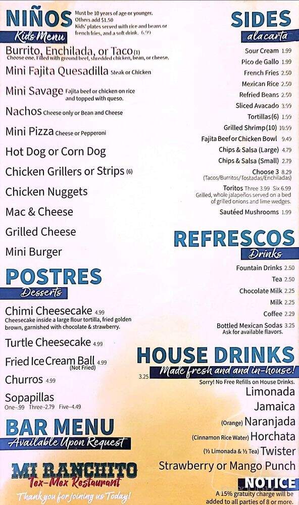 Mi Ranchito Tex Mex Restaurant - Broken Bow, OK menu_pic