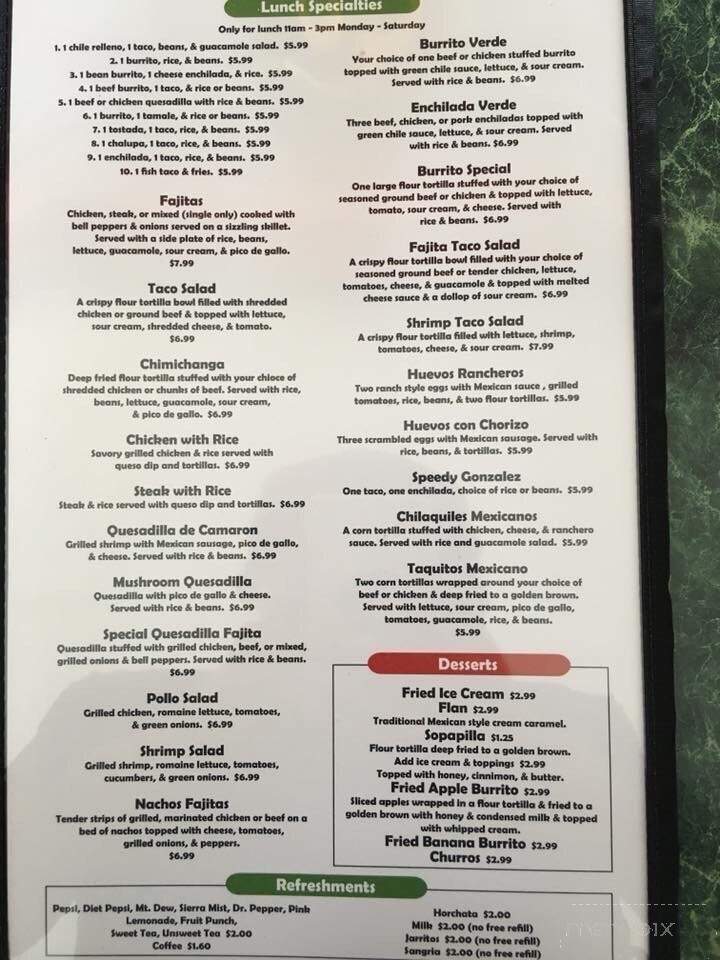 El Jefe Mexican Restaurant - Aberdeen, MS menu_pic