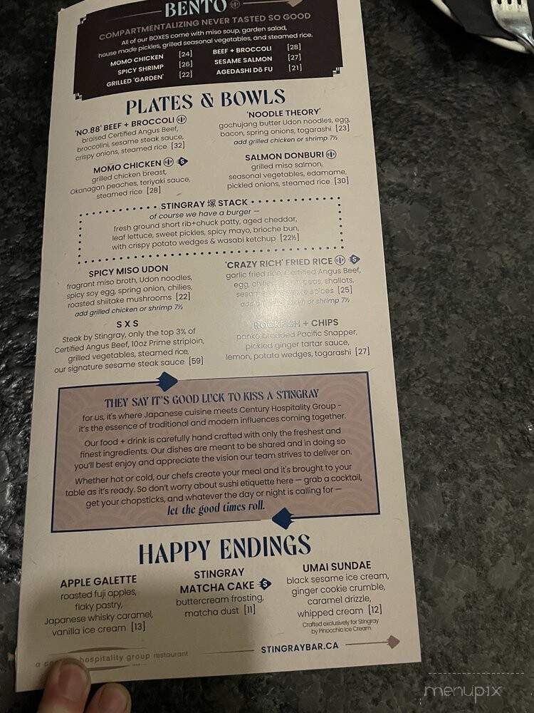 Stingray Bar - Edmonton, AB menu_pic