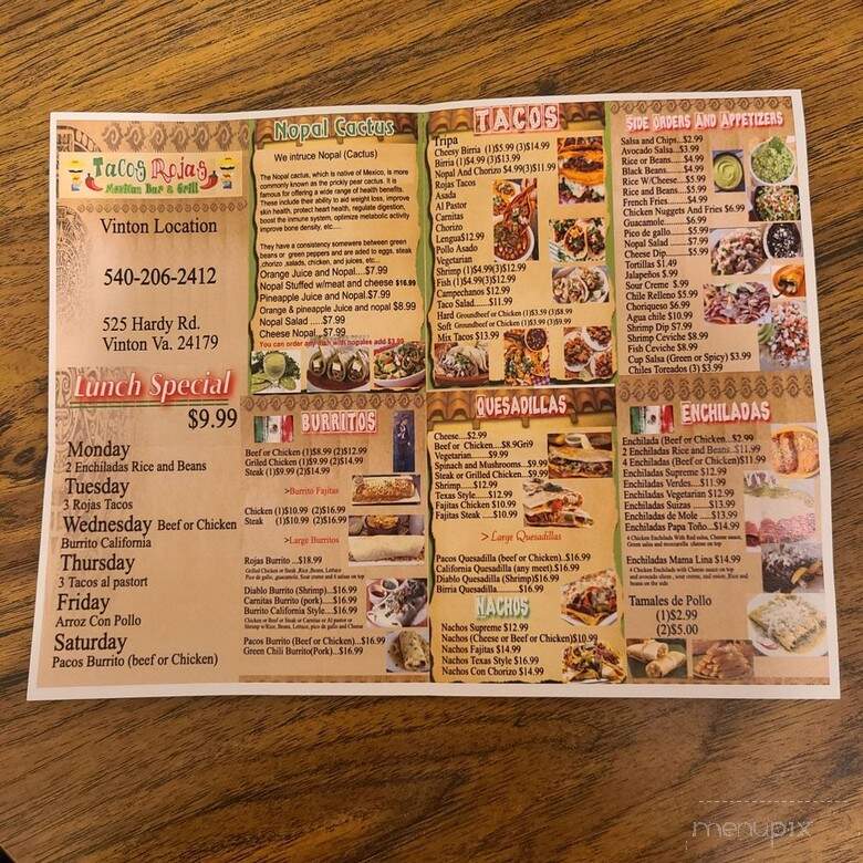 Tacos Rojas - Vinton, VA menu_pic