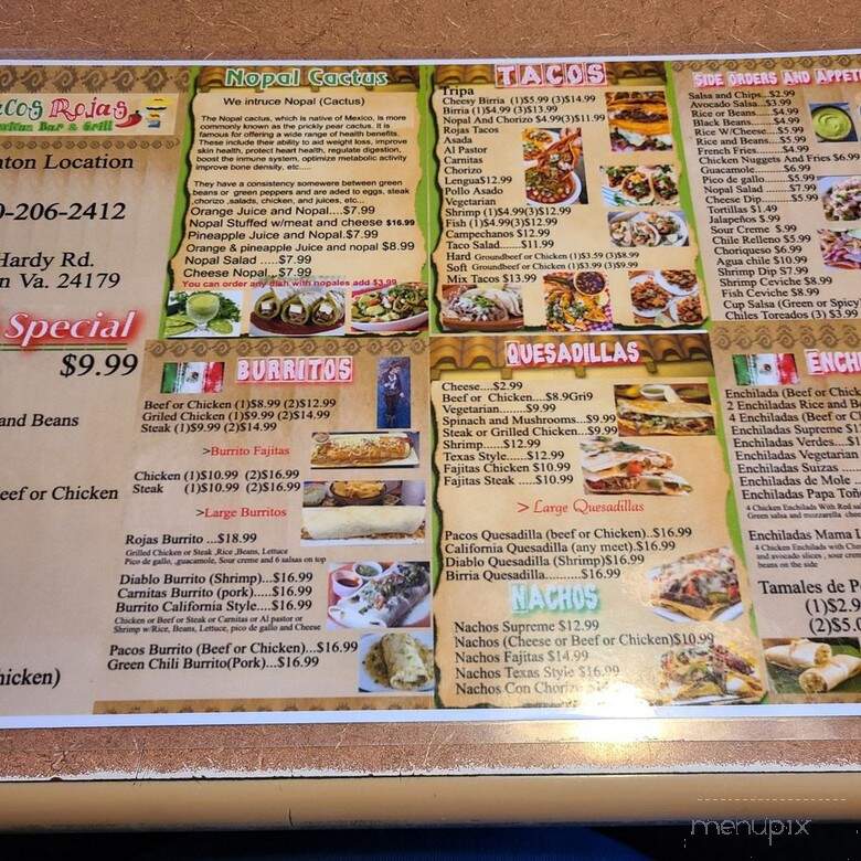 Tacos Rojas - Vinton, VA menu_pic