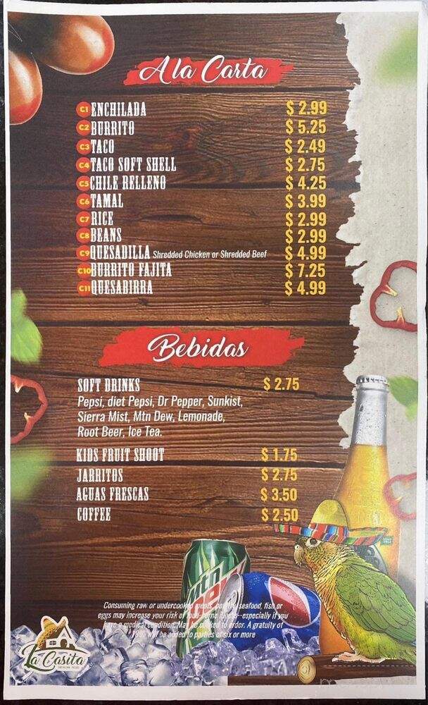 La Casita Fresh Mex Grill - Foley, AL menu_pic