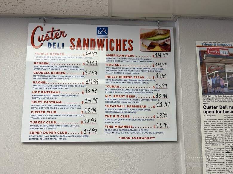 Custer Deli - Custer, SD menu_pic