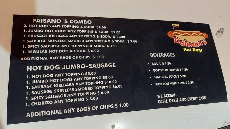 Paisano's Hot Dogs - Orlando, FL menu_pic