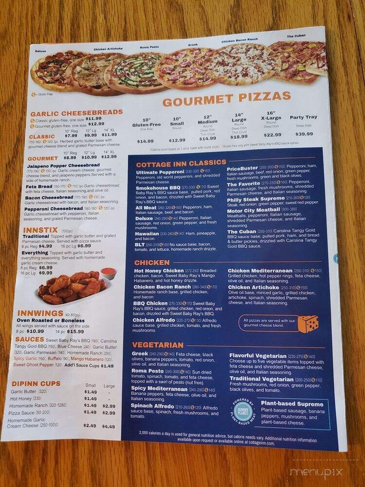 Cottage Inn Pizza - Macomb Township, MI menu_pic